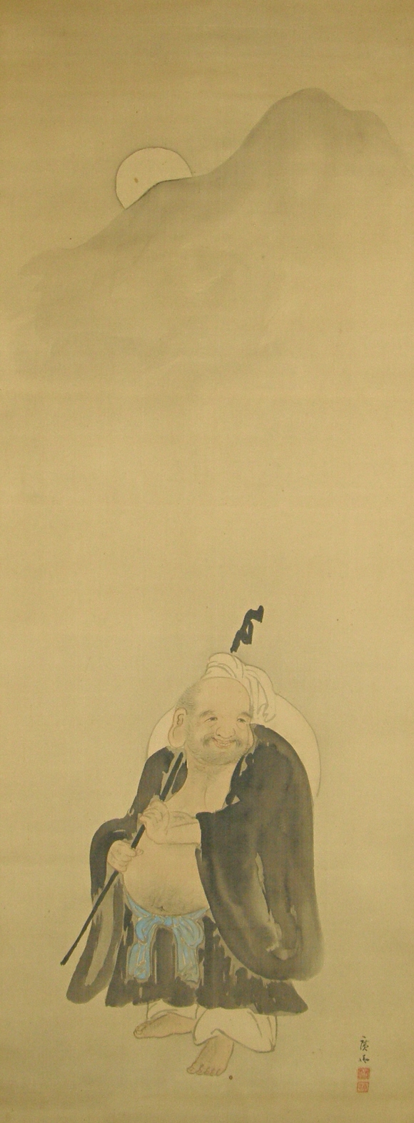 The Hotei Deity under the Moon