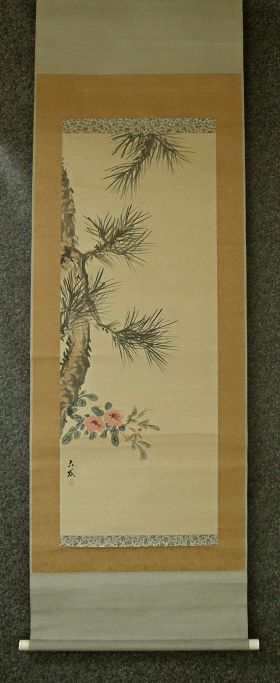 Matsu Tree and Peony Flowers