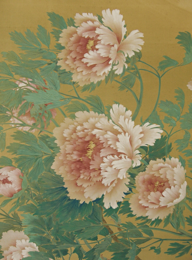 SS-40041 [ Peony ] Japanese Vintage Fine Art painted with Fude Brush