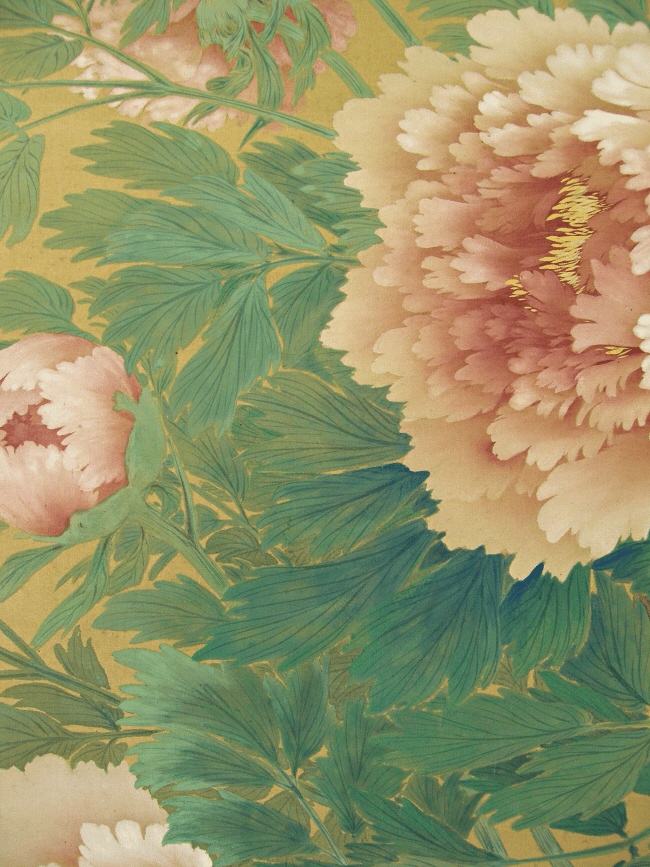 Peony Flowers and Leaves