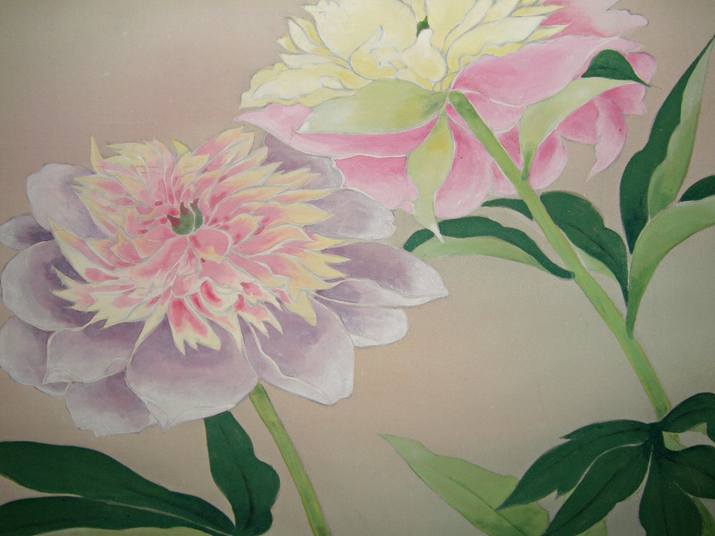 Peony Flowers and Leaves