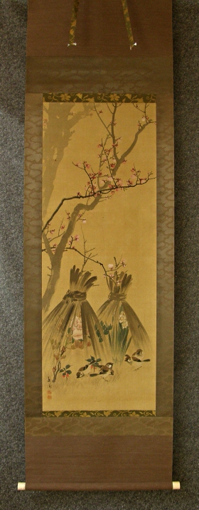 [ Ume, Peony, Daffodil Flowers & Sparrows ]