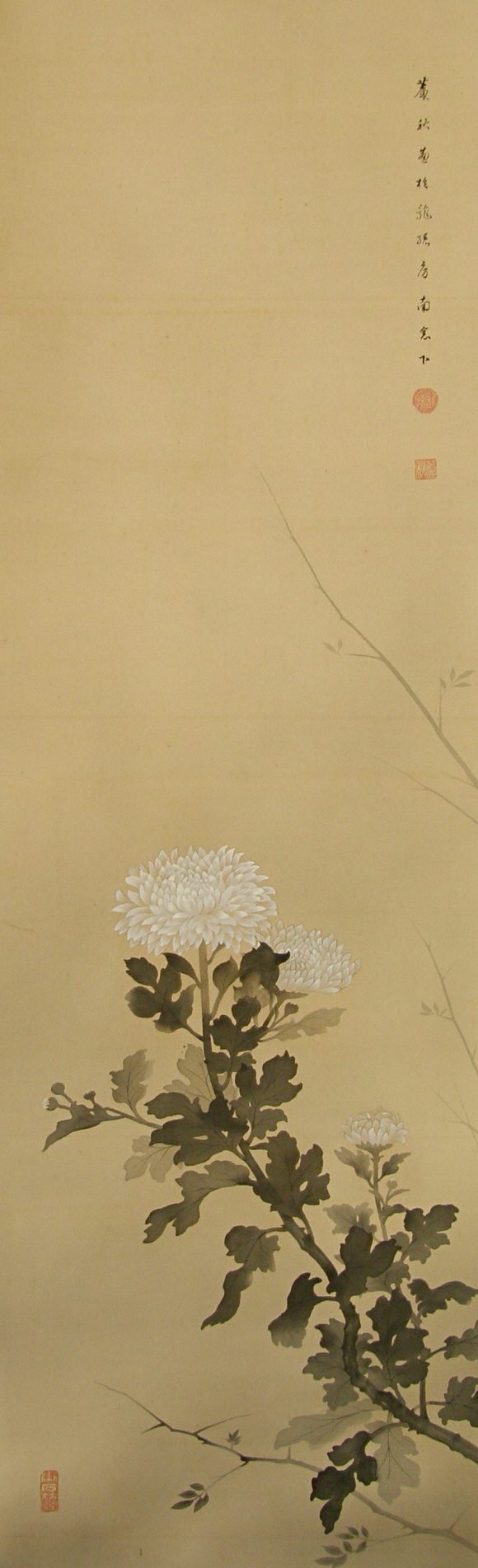 SS-40101 [ Kiku Chrysanth Flowers ] Japanese Antique Painting of