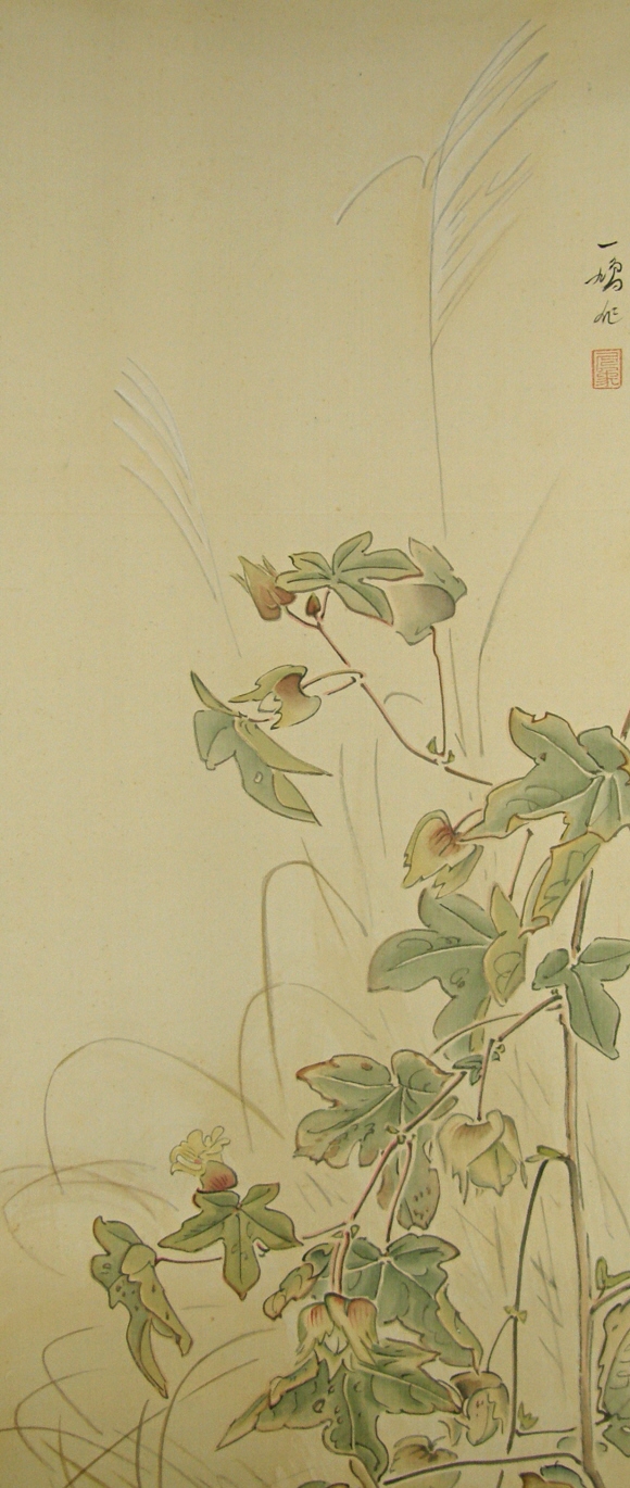 Cotton Flowers and Leaves, Silver Grass